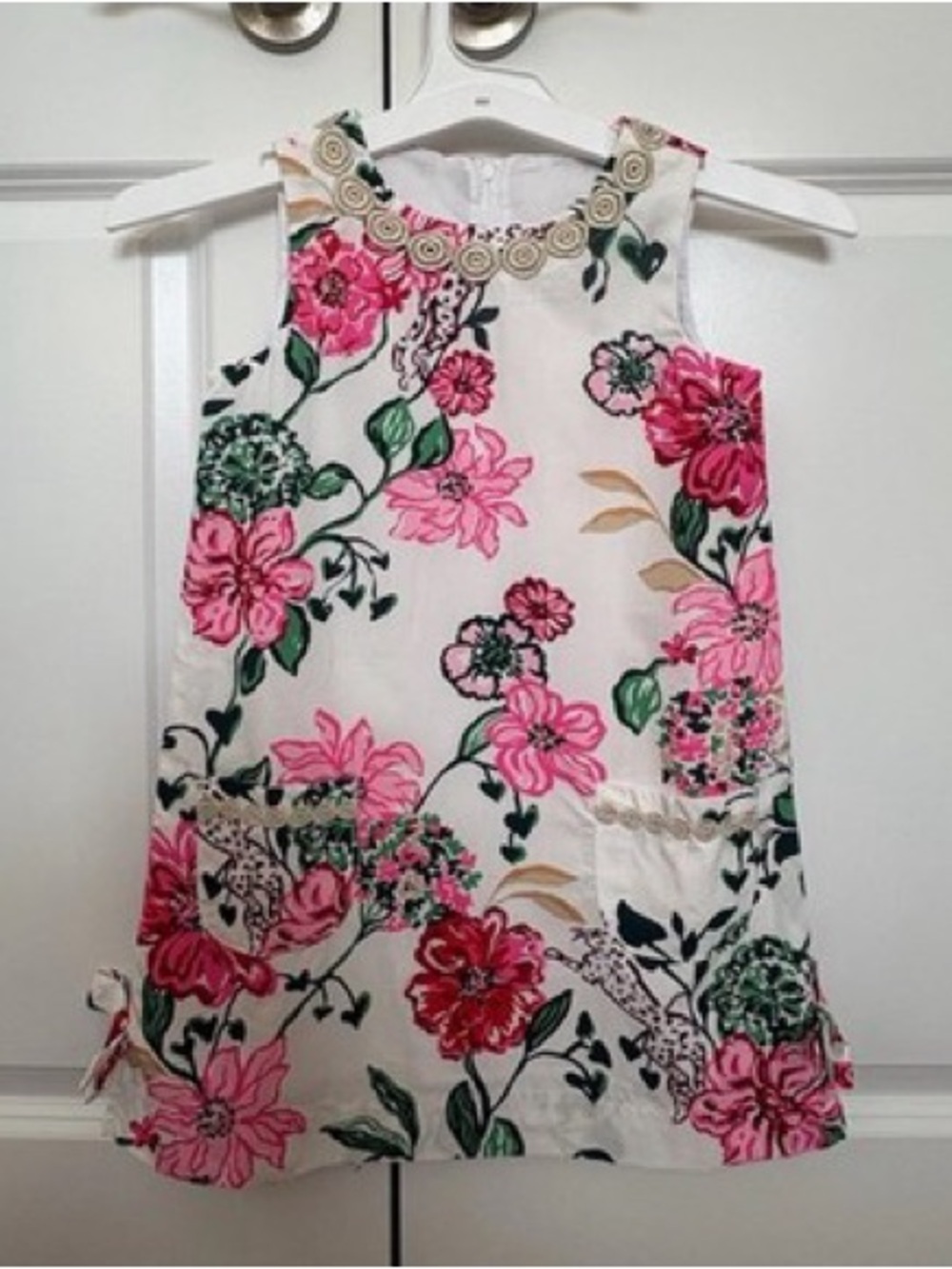 Lilly Pulitzer White Tank Dress with Pink & Green Floral Print